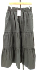 Quince Womens 100% Organic Cotton Poplin Tiered Maxi Skirt Black L