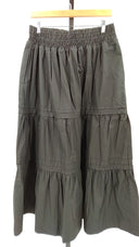 Quince Womens 100% Organic Cotton Poplin Tiered Maxi Skirt Black L