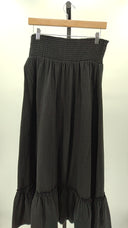 Quince Womens 100% Organic Cotton Gauze Smocked Maxi Skirt Black S