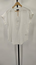 Quince Womens100% Organic Cotton Gauze Roll Sleeve Shirt White S