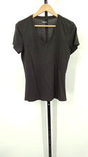 Quince Womens Cotton Modal V Neck Tee Shirt Black S