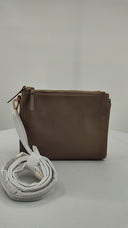 Quince Women Italian Leather Triple Compartment Crossbody Bag Brown OS