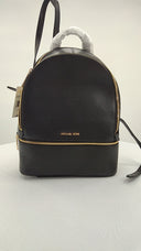 Michael Kors Womens Rhea Medium Pebbled Leather Backpack Black Bags