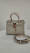 Michael Kors Womens Hamilton Small Logo Satchel Cream Bags