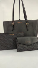 Michael Kors Womens Charlotte Large Saffiano Leather 3-In-1 Tote Bag Black Bags