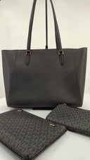 Michael Kors Womens Charlotte Large Saffiano Leather 3-In-1 Tote Bag Black Bags