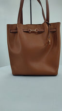 Michael Kors Womens Carson Large Pebbled Leather Tote Bag Brown Bags