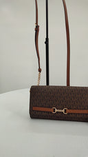 Michael Kors Womens Carson Large Signature Logo Crossbody Bag Brown Wallet