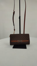 Michael Kors Womens Carson Large Signature Logo Crossbody Bag Brown Wallet