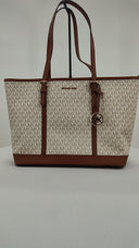 Michael Kors Womens Jet Set Travel Large Logo Tote Bag Brown Bags