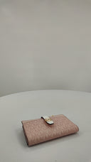 Michael Kors Womens Greenwich Medium Signature Logo Wallet Pink