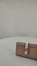 Michael Kors Womens Greenwich Medium Signature Logo Wallet Pink