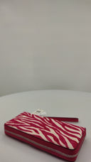 Michael Kors Womens Jet Set Travel Zebra Print Calf Hair Continental Wallet Pink