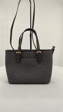Michael Kors Womens Jet Set Travel Extra-Small Logo Top-Zip Tote Bag Black Bags