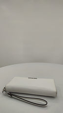 Michael Kors Womens Pebbled Leather Continental Wristlet White Wallet