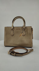 Michael Kors Womens Marilyn Medium Metallic Saffiano Leather Satchel Gold Bags