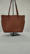 Michael Kors Womens Charlotte Large Saffiano Leather Top-Zip Tote Bag Brown Bags
