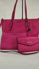 Michael Kors Womens Charlotte Large Saffiano Leather 3-In-1 Tote Bag Pink Bags