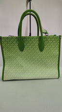 Michael Kors Womens Mirella Medium Ombré Logo Tote Bag Green Bags