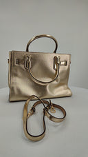 Michael Kors Womens Hamilton Small Metallic Leather Satchel Gold Bags