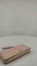 Michael Kors Womens Jet Set Travel Large Signature Logo Wristlet Pink Wallet