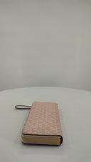 Michael Kors Womens Jet Set Travel Large Signature Logo Wristlet Pink Wallet