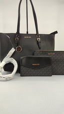 Michael Kors Womens Charlotte Large Saffiano Leather 3-In-1 Tote Bag Black Bags