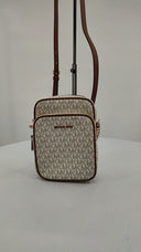 Michael Kors Womens Jet Set Travel Medium Logo Crossbody Bag Cream Bags