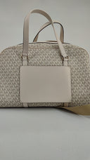 Michael Kors Womens Jet Set Travel Extra-Large Signature Logo Weekender Cream Bag