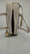 Michael Kors Womens Jet Set Travel Extra-Large Signature Logo Weekender Cream Bag
