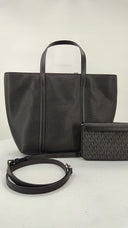 Michael Kors Womens Jet Set Large 2-In-1 Pebbled Leather Tote Bag Black Bags