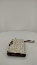 Michael Kors Womens Large Double Zip Wrstlightweight Vanilla Wallet