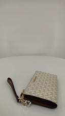 Michael Kors Womens Large Double Zip Wrstlightweight Vanilla Wallet