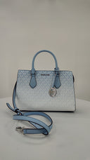 Michael Kors Womens Sheila Medium Ombré Signature Logo Satchel Silver Bags