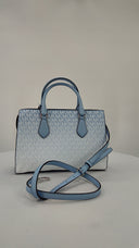 Michael Kors Womens Sheila Medium Ombré Signature Logo Satchel Silver Bags