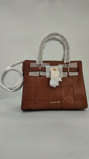 Michael Kors Womens Hamilton Medium Woven Satchel Brown Bags