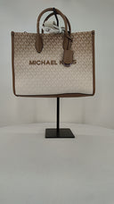 Michael Kors Womens Mirella Medium Ombré Logo Tote Bag Tan Bags