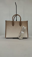 Michael Kors Womens Mirella Medium Ombré Logo Tote Bag Tan Bags