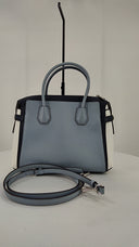 Michael Kors Womens Mercer Medium Color-Block Belted Satchel Blue Bags