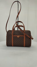 Michael Kors Jet Set Travel Medium Signature Logo Duffel Crossbody Bag Brown