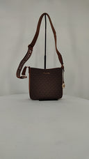 Michael Kors Womens Jet Set Travel Small Signature Logo Messenger Bag Brown