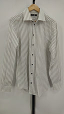 Dolce & Gabbana Mens Tailored Fit Button Down Striped Shirt White 16.5/42