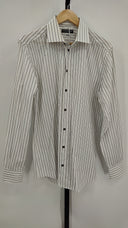 Dolce & Gabbana Mens Tailored Fit Button Down Striped Shirt White 16.5/42