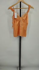 Bebe Womens Silk Vintage Cami Orange Sleeved Top M