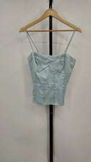 Eyeshadow Womens Spaghetti Strap Cami Blue Sleeved Top L