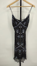 Papell Boutique Womens Beaded Evening Sleeveless Mini Dress Black 4