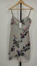 BCBG Maxazria Womens Watercolor Silk Floral Mini Dress Silver 8