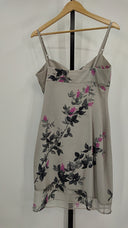 BCBG Maxazria Womens Watercolor Silk Floral Mini Dress Silver 8