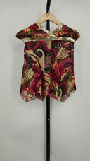 Soulmates Womens Multi-Color Abstract Printed Blouse Tan Sleeved Top S