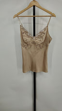 Arden B. Womens Silk Camisole Gold Sleeved Top L